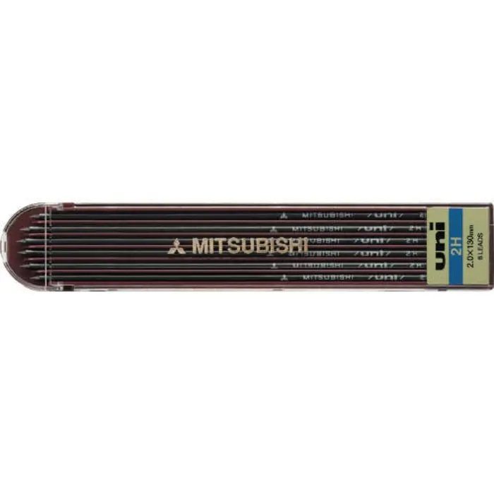 Uni Mitsubishi – Refill per Portamina, Mina da 2 mm, Durezza 2H, 6 Pezzi