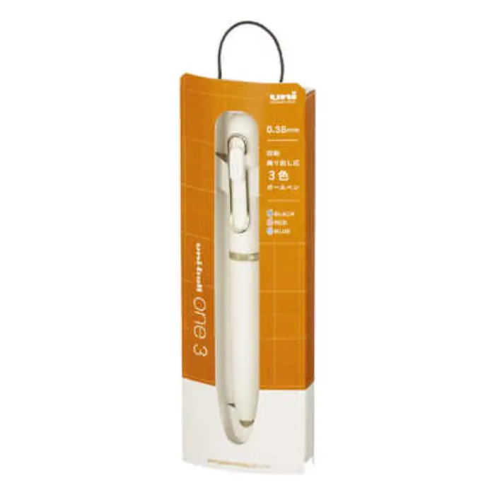 Uni Mitsubishi – Uni-ball One 3, Penna a gel 3 colori, 0.38 mm, Lamp White