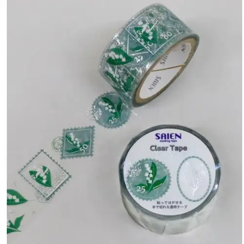 Saien - Washi Tape, Clear tape, Stamp story, Lily of the valley, silver foil [Misura: 20mm x 3m] (Stick-on/peel-off, hand-cut) HR1015