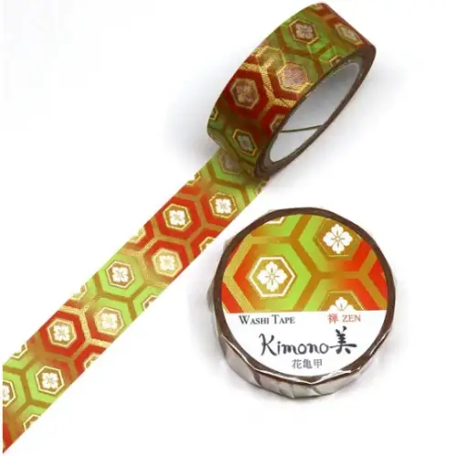 Saien - Washi Tape, Kimono MASKING TAPE HANAKIKIKOU [Misura: 15mm x 7m] GR3021