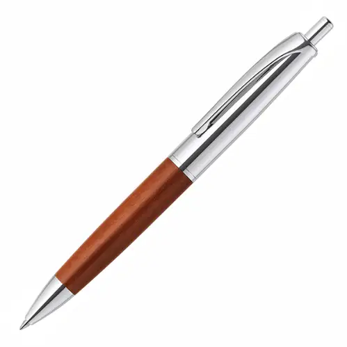 Zebra - Filare Wood Knock, Penna a sfera a base d'olio, Fusto Legno chiaro e Argento, Inchiostro Nero, 0.7mm [P-BA76-WDS]