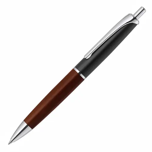 Zebra - Filare Wood Knock, Penna a sfera a base d'olio, Fusto Legno scuro e Nero, Inchiostro Nero, 0.7mm [P-BA76-WDBK]