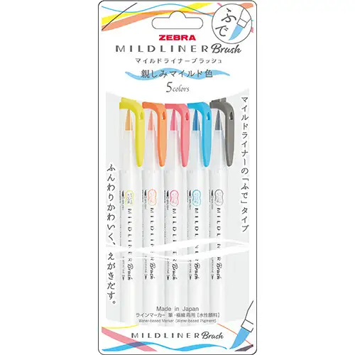 Zebra - Mildliner Brush [Confezione da 5] (WFT8-N-5C-N)