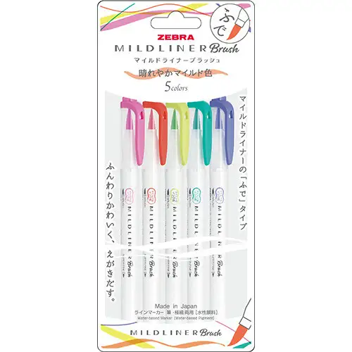 Zebra - Mildliner Brush [Confezione da 5] (WFT8-5C-HC-N)