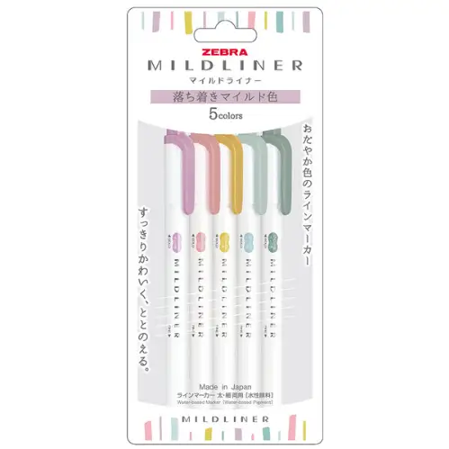 Zebra – Mildliner Calmi 5-Color Set