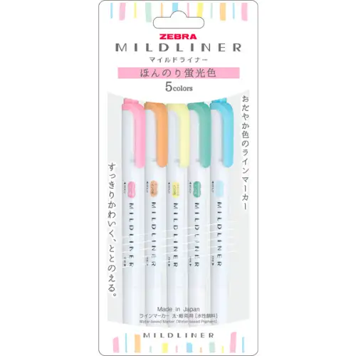 Zebra – Mildliner Honobono Fluorescent 5-Color Set