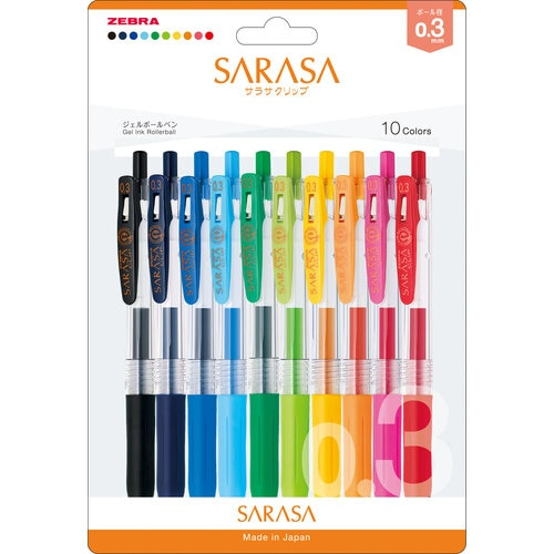 Zebra - Sarasa Clip 0.3 [Pacchetto da 10 colori classici] JJH15-10C-N