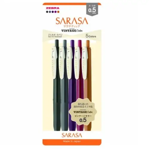 Zebra - Sarasa Vintage [Confezione da 5] (JJ15-5C-VI2-N)